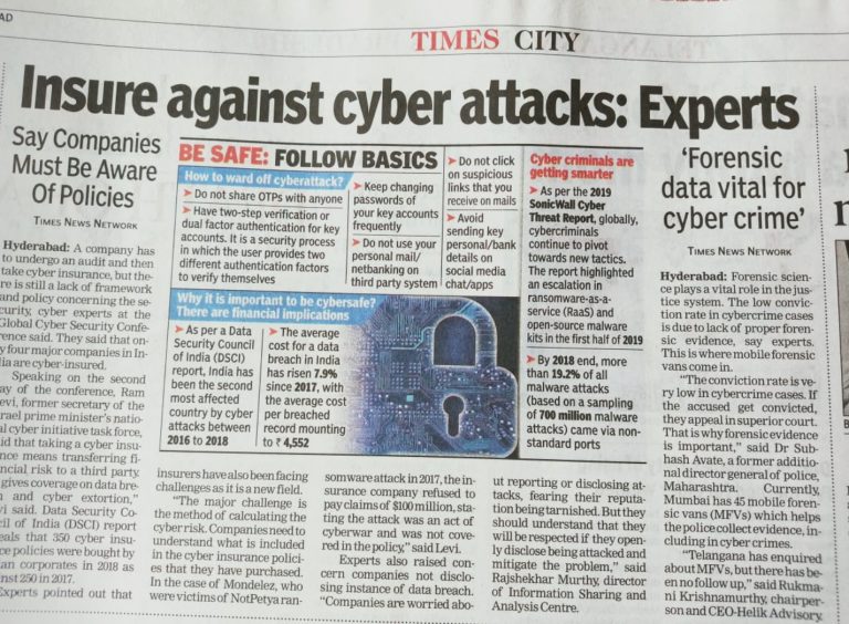 Insure Against Cyber Attacks Cyber Security 2019 Hyderabad India